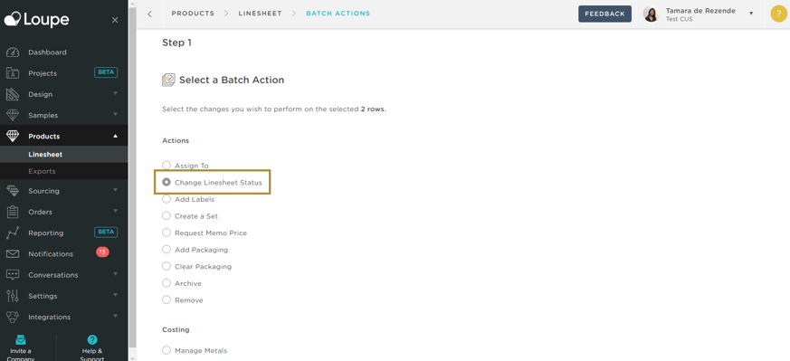 batch action change ls status