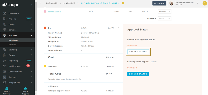 change buying approval status