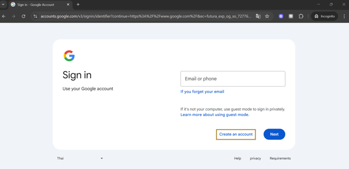 create an account
