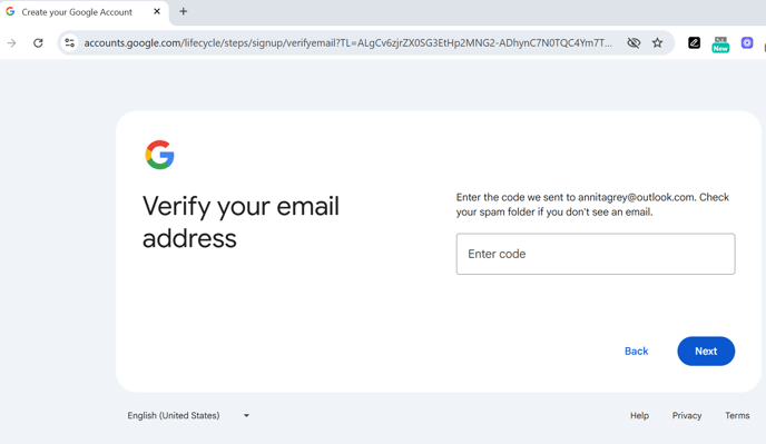 enter verification code