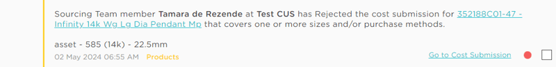 notification reject sourcing